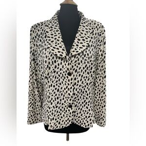 Leslie Fay Women's Black and White Polka Dot Dress Jacket-size 18